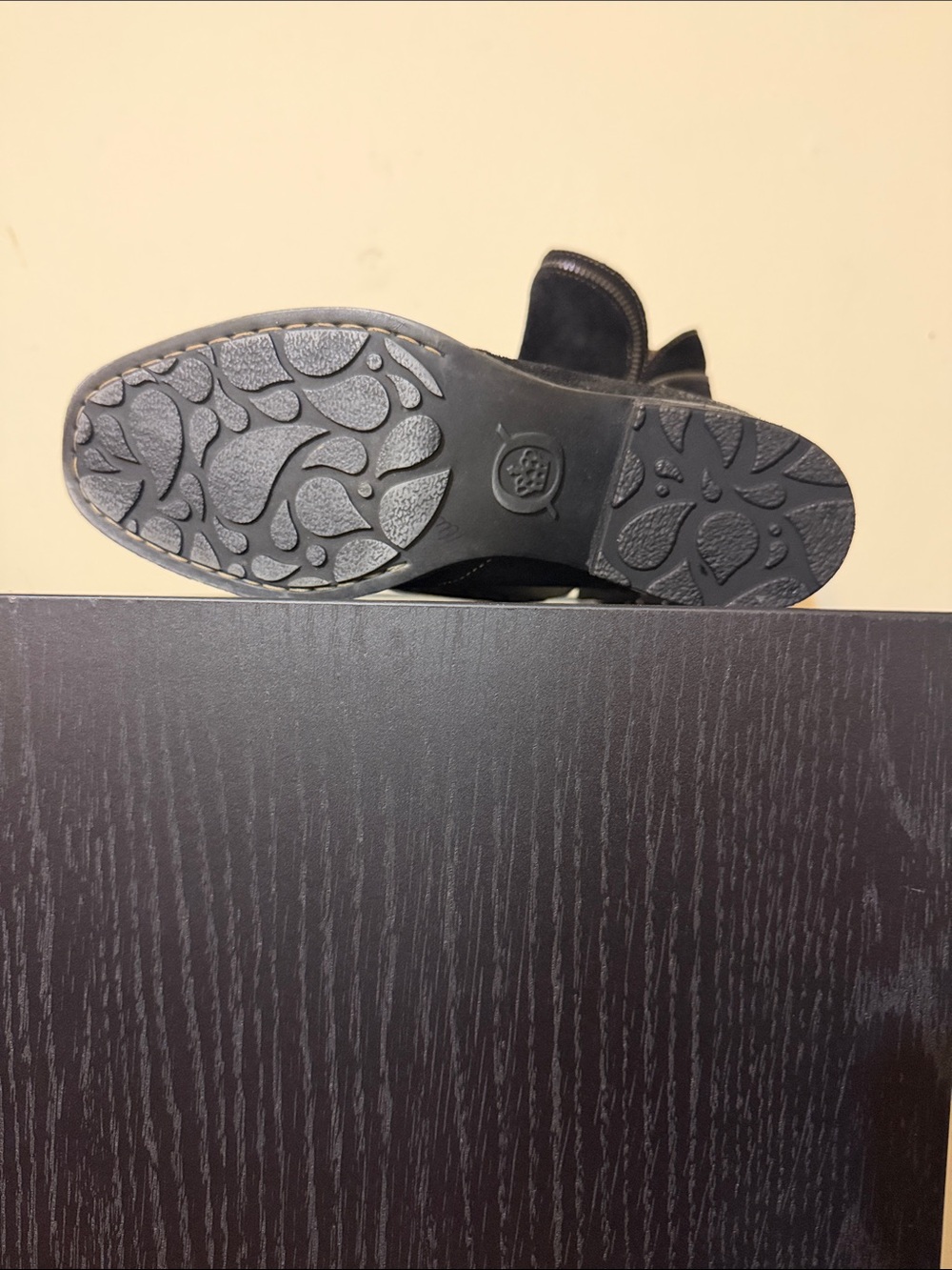 Born Black Suede Ankle Bootie with Side Zip and Low Block Heel - Picture 2 of 4